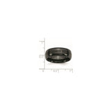 Beveled Edge, Brushed wedding band ring shown for scale