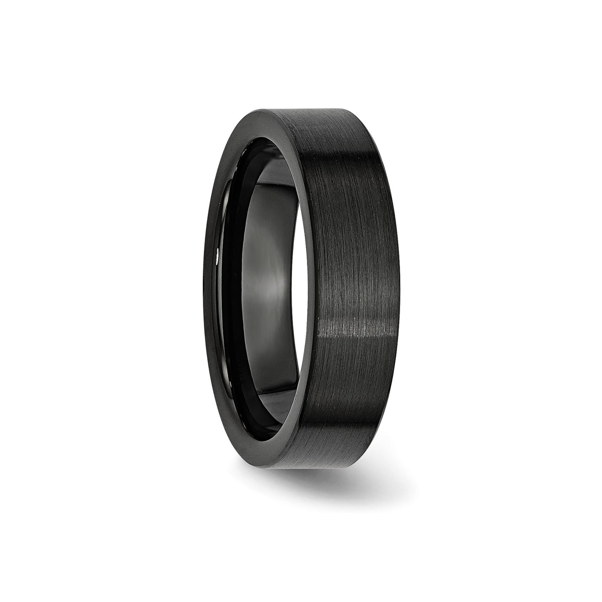 Brushed, Flat wedding band ring detail view