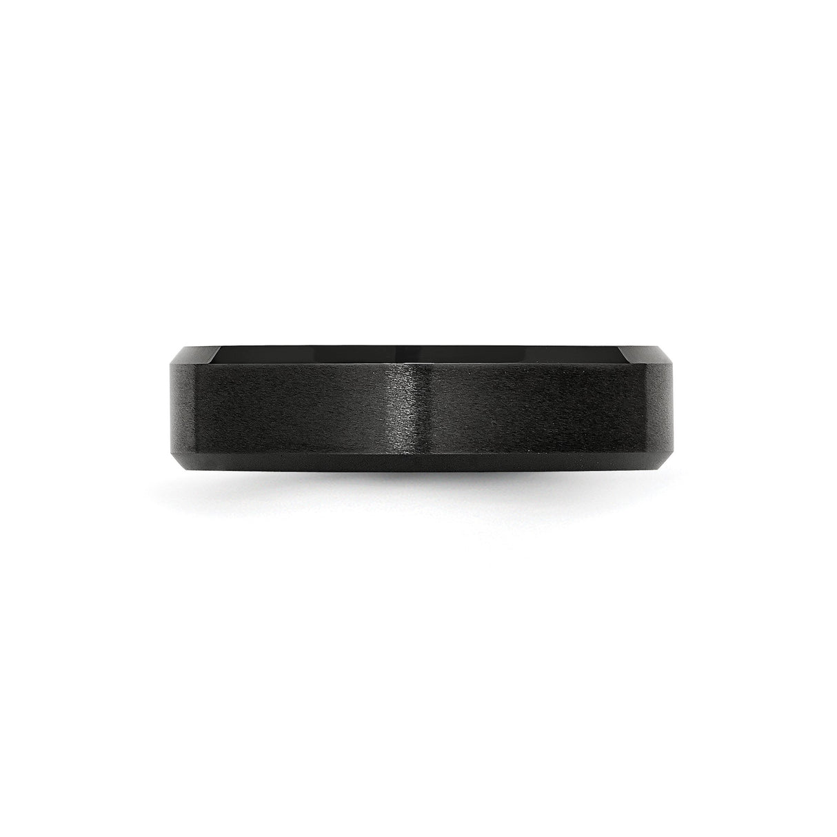 Beveled Edge, Brushed wedding band ring detail view