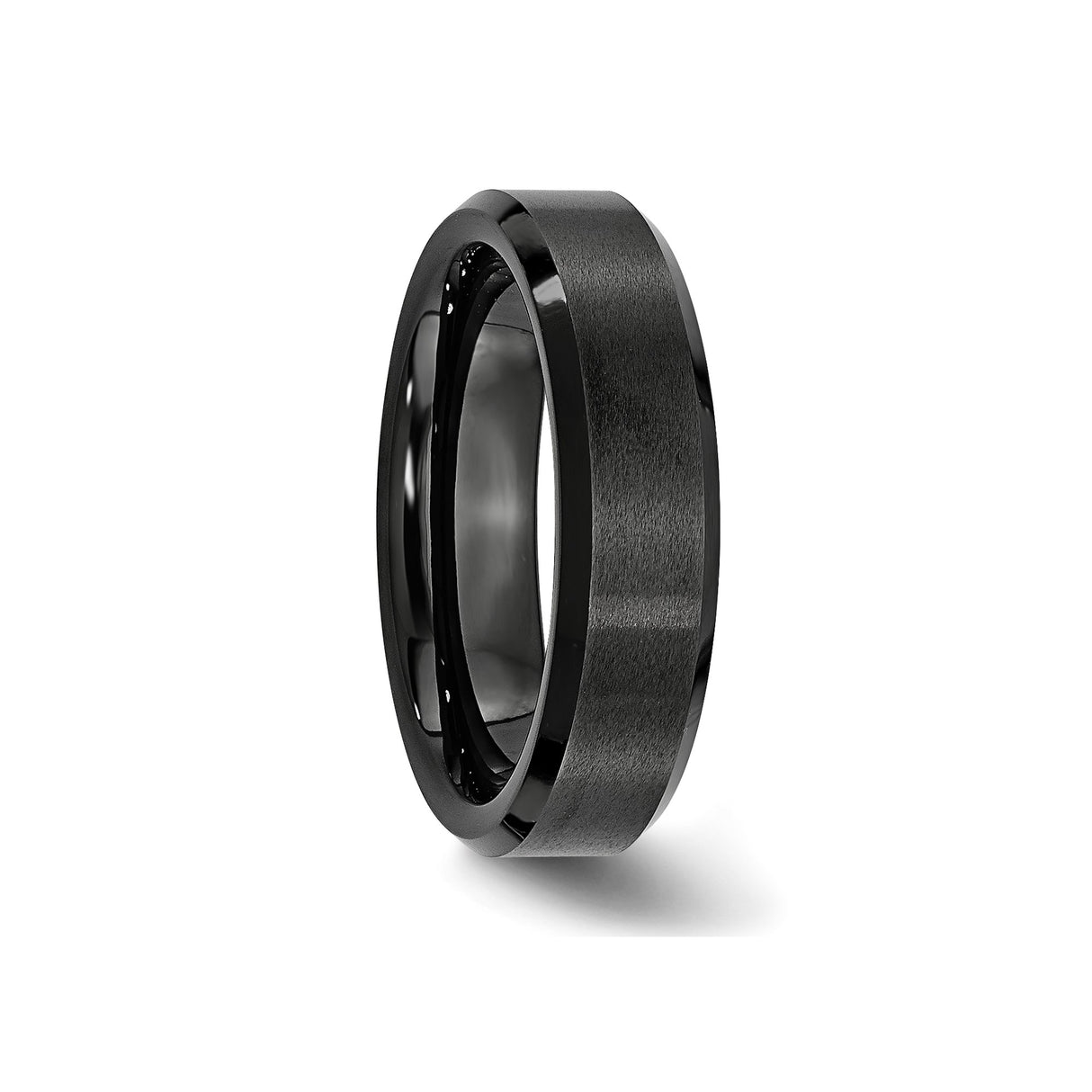 Beveled Edge, Brushed wedding band ring detail view