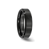 Beveled Edge, Brushed wedding band ring detail view