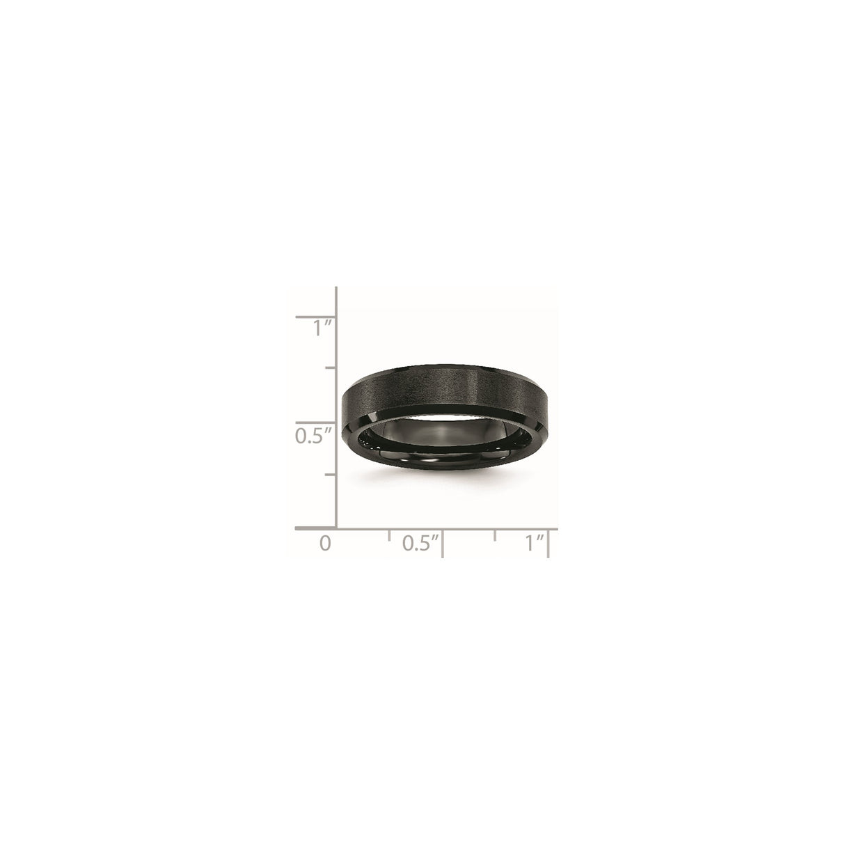 Beveled Edge, Brushed wedding band ring shown for scale
