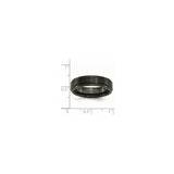 Brushed wedding band ring shown for scale