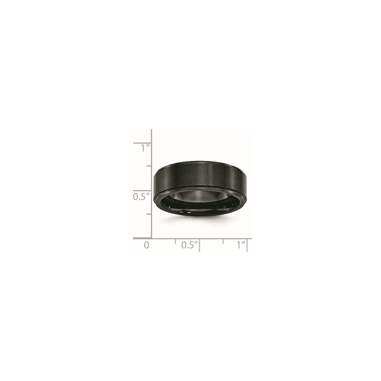 Brushed wedding band ring shown for scale