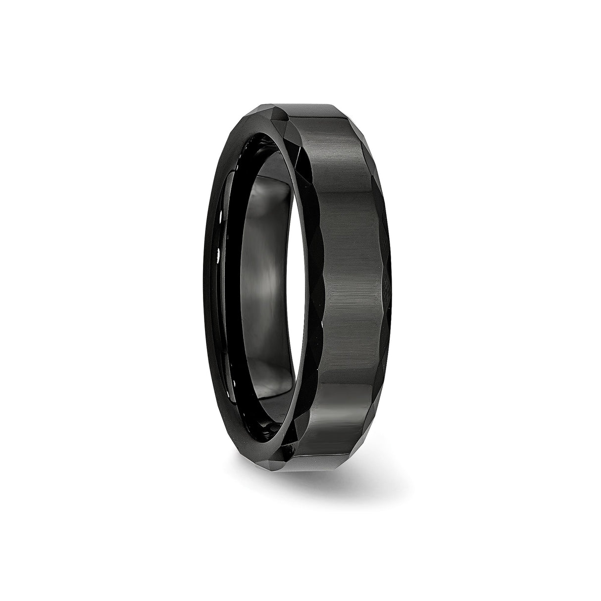 Beveled Edge wedding band ring detail view