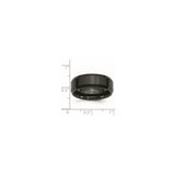 Beveled Edge, Brushed wedding band ring shown for scale