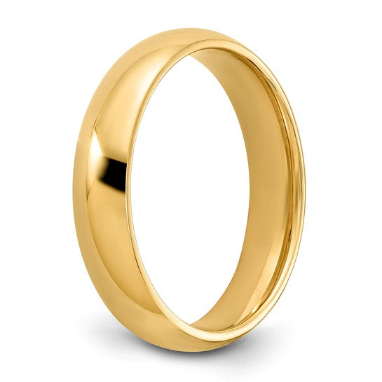 14K Yellow Gold Comfort-Fit Wedding Band, Solid Classic 5mm