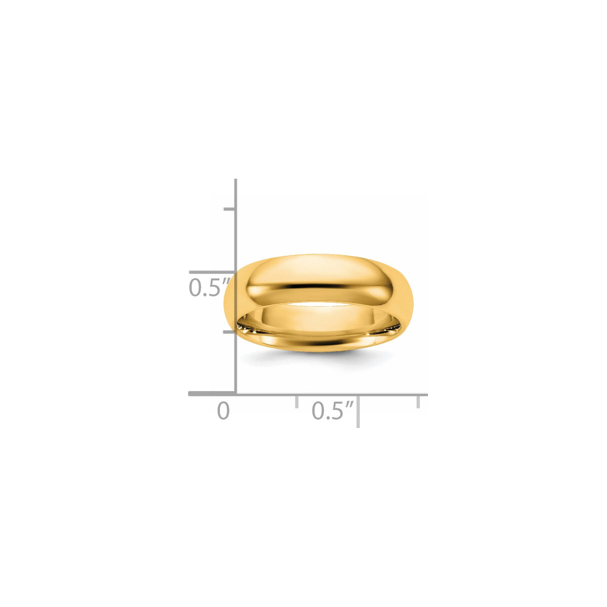 14k Yellow Gold Comfort Fit wedding band ring shown for scale