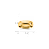 14k Yellow Gold Comfort Fit wedding band ring shown for scale