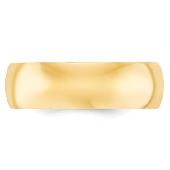 14K Yellow Gold Comfort Fit No Stone Wedding Band, Solid Classic 7mm Wide Ring