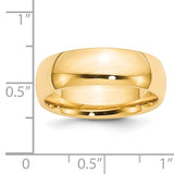 14K Yellow Gold Comfort Fit No Stone Wedding Band, Solid Classic 7mm Wide Ring