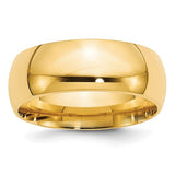 14K Yellow Gold Comfort Fit Wedding Band Solid Classic 8mm Ring