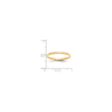 14k Yellow Gold Comfort Fit, Lightweight wedding band ring shown for scale