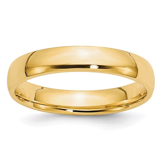 14K Yellow Gold Lightweight Comfort Fit Wedding Band, 4 Mm Solid Ring, No Stone