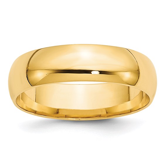 14K Yellow Gold Comfort-Fit Lightweight 6mm Wedding Band
