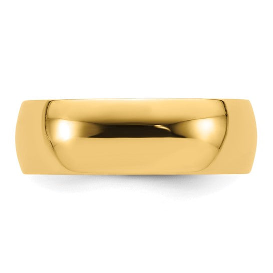 14K Yellow Gold Comfort Fit Wedding Band Lightweight Solid 7mm Classic Ring