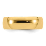 14K Yellow Gold Comfort Fit Wedding Band Lightweight Solid 7mm Classic Ring
