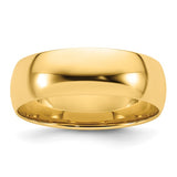 14K Yellow Gold Comfort Fit Wedding Band Lightweight Solid 7mm Classic Ring