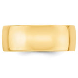 14K Yellow Gold Comfort-Fit 8mm Lightweight Wedding Band Solid Ring Polished