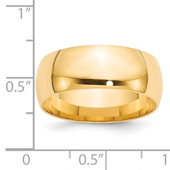 14K Yellow Gold Comfort-Fit 8mm Lightweight Wedding Band Solid Ring Polished