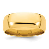 14K Yellow Gold Comfort-Fit 8mm Lightweight Wedding Band Solid Ring Polished