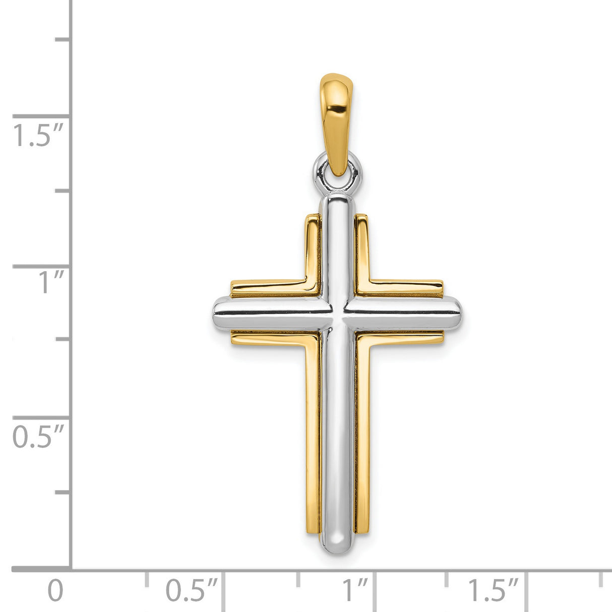 Latin Cross Charm Pendant in Real 14k Multi-Tone Gold