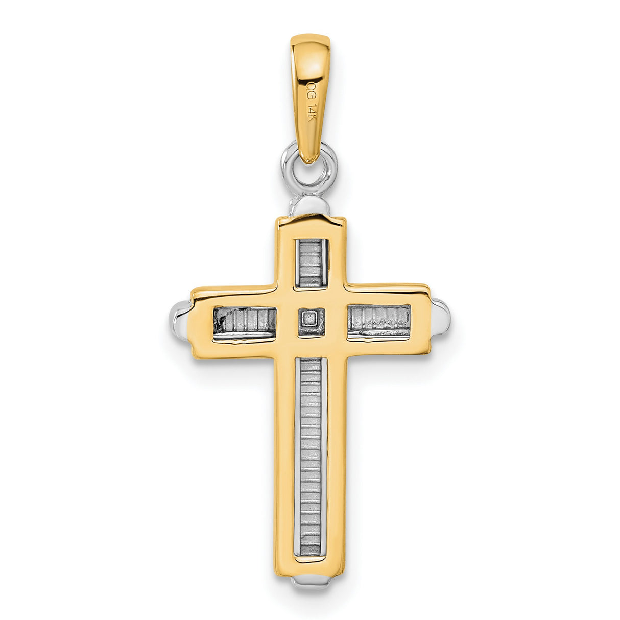 Latin Cross Charm Pendant in Real 14k Multi-Tone Gold