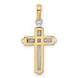 Latin Cross Charm Pendant in Real 14k Multi-Tone Gold