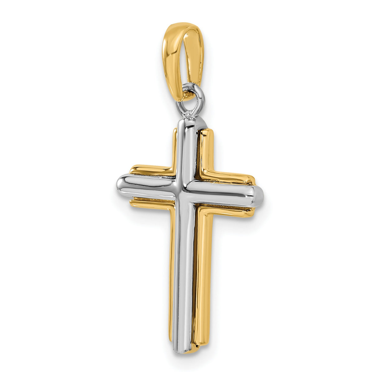 Latin Cross Charm Pendant in Real 14k Multi-Tone Gold