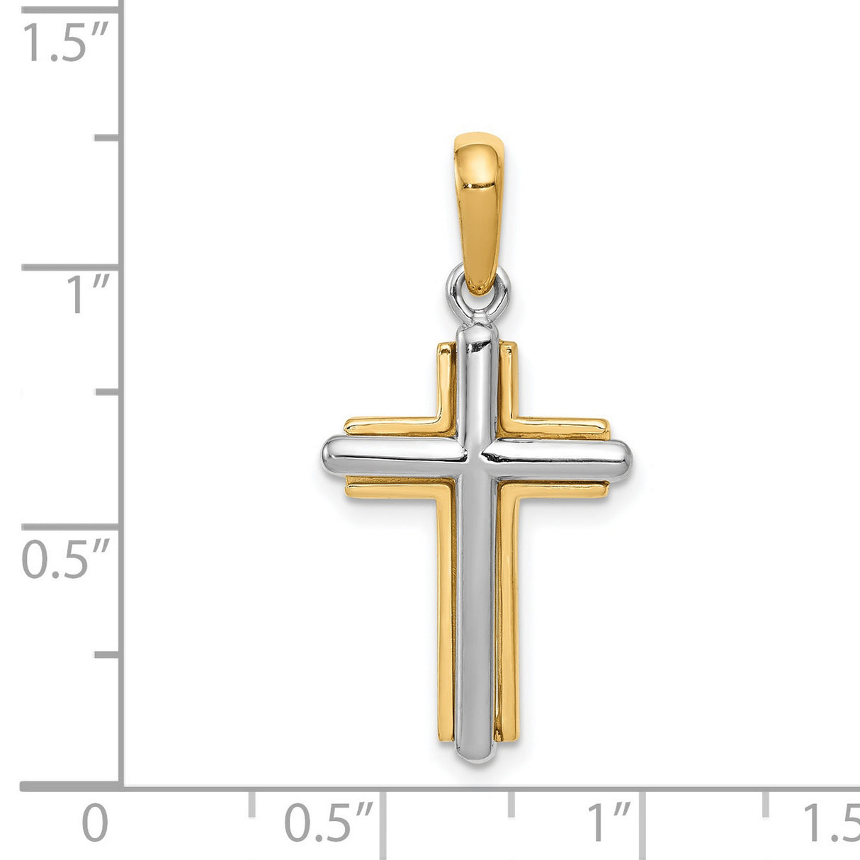 Latin Cross Charm Pendant in Real 14k Multi-Tone Gold