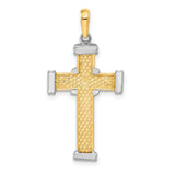 Latin Cross With Capped Ends Charm Pendant in Real 14k Multi-Tone Gold