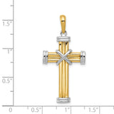 Latin Cross With Capped Ends Charm Pendant in Real 14k Multi-Tone Gold