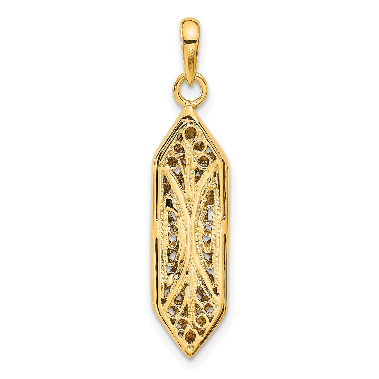 Mezuzah With White Shin Letter Charm Pendant in Real 14k Multi-Tone Gold