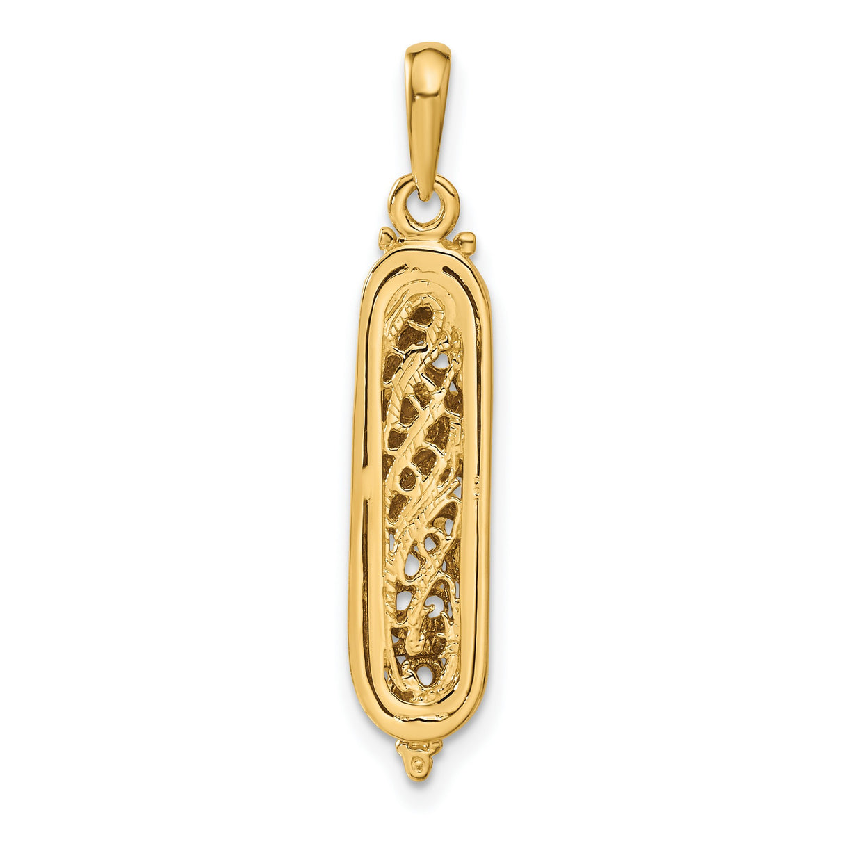 Mezuzah With Shin Accent Letter Symbol Charm Pendant in Real 14k Multi-Tone Gold