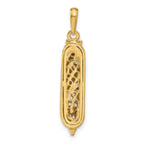 Mezuzah With Shin Accent Letter Symbol Charm Pendant in Real 14k Multi-Tone Gold