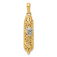 Mezuzah With Shin Accent Letter Symbol Charm Pendant in Real 14k Multi-Tone Gold