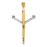 Passion Crucifix Charm Pendant in Real 14k Multi-Tone Gold