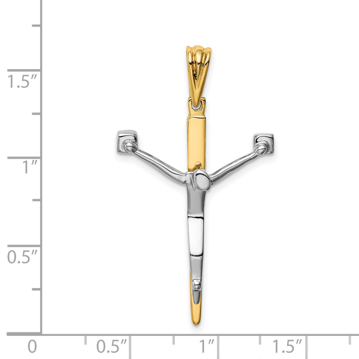 Passion Crucifix Charm Pendant in Real 14k Multi-Tone Gold