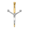 Passion Crucifix Charm Pendant in Real 14k Multi-Tone Gold