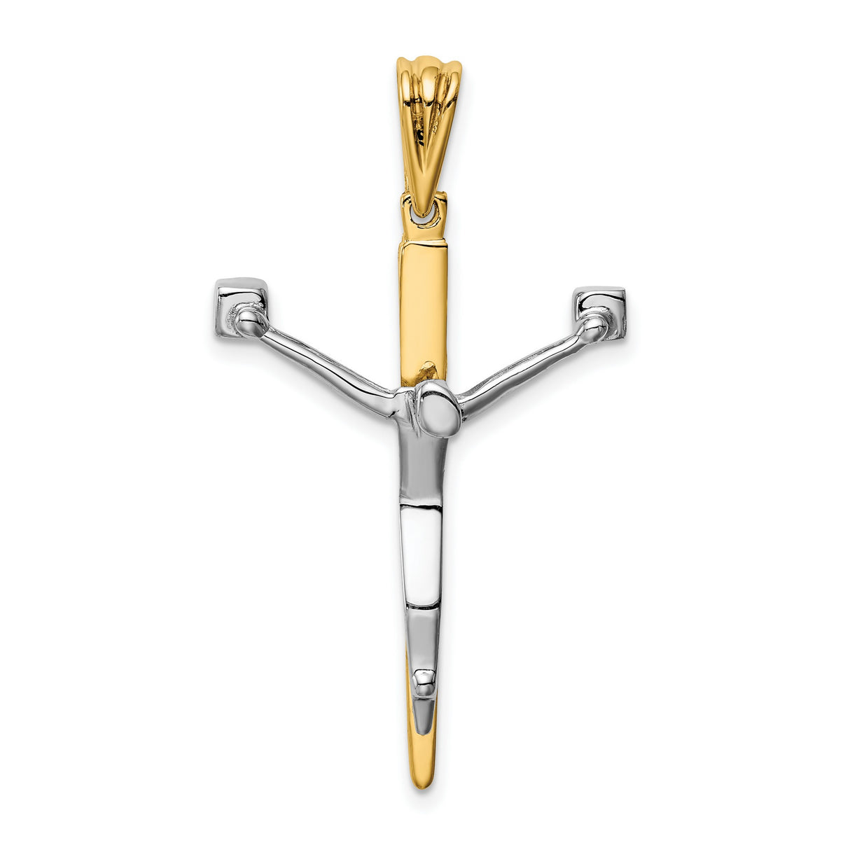 Passion Crucifix Charm Pendant in Real 14k Multi-Tone Gold