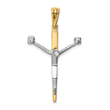 Passion Crucifix Charm Pendant in Real 14k Multi-Tone Gold