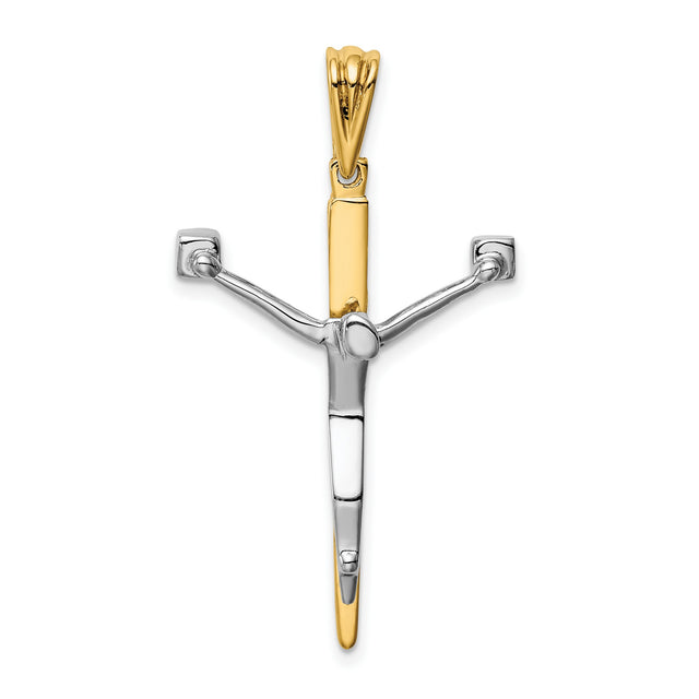 Passion Crucifix Charm Pendant in Real 14k Multi-Tone Gold