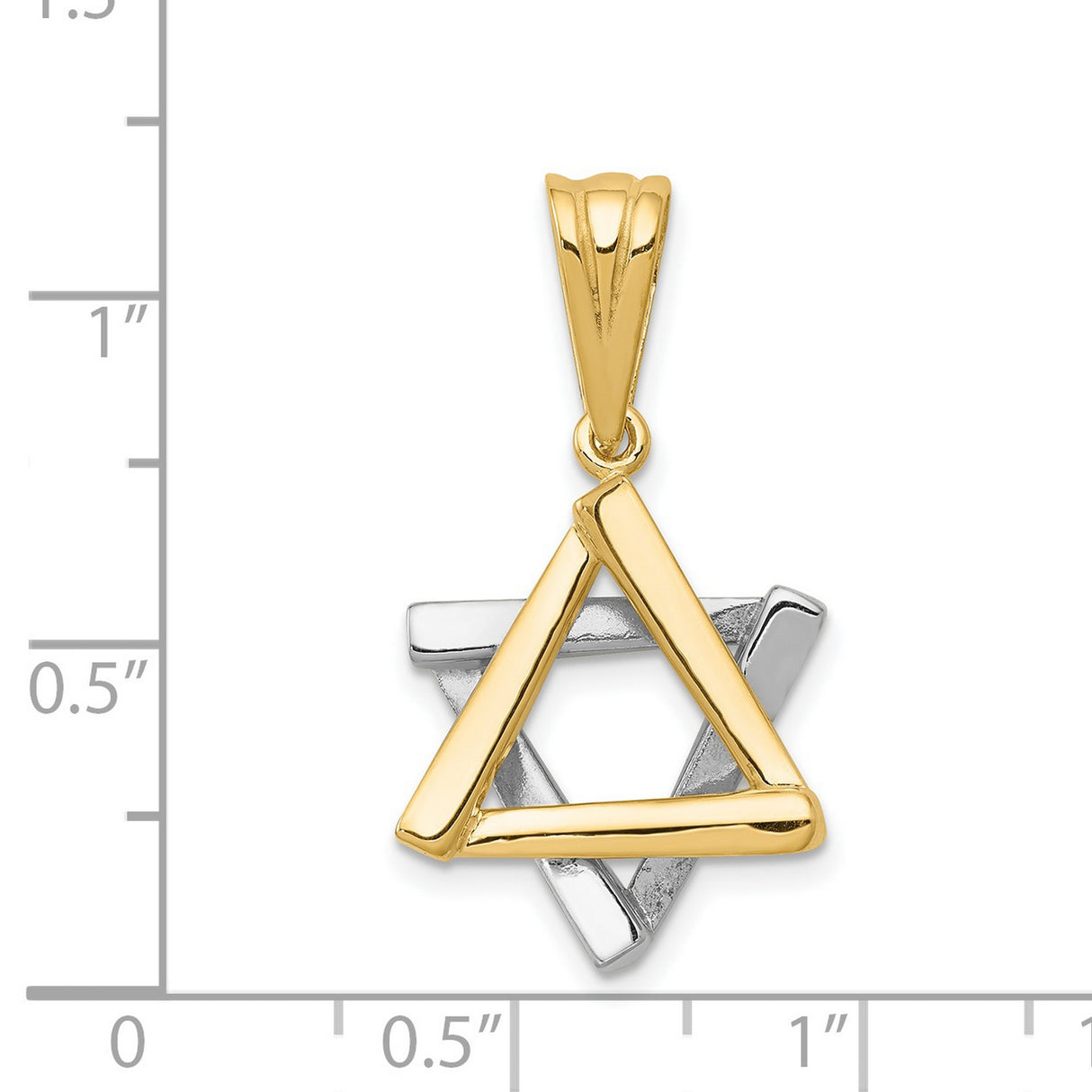 Solid Star Of David With Overlapping Hexagram Pieces Charm Pendant in Real 14k Multi-Tone Gold