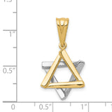 Solid Star Of David With Overlapping Hexagram Pieces Charm Pendant in Real 14k Multi-Tone Gold