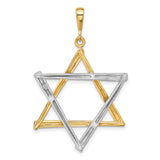 Solid Polished Star Of David Charm Pendant in Real 14k Multi-Tone Gold