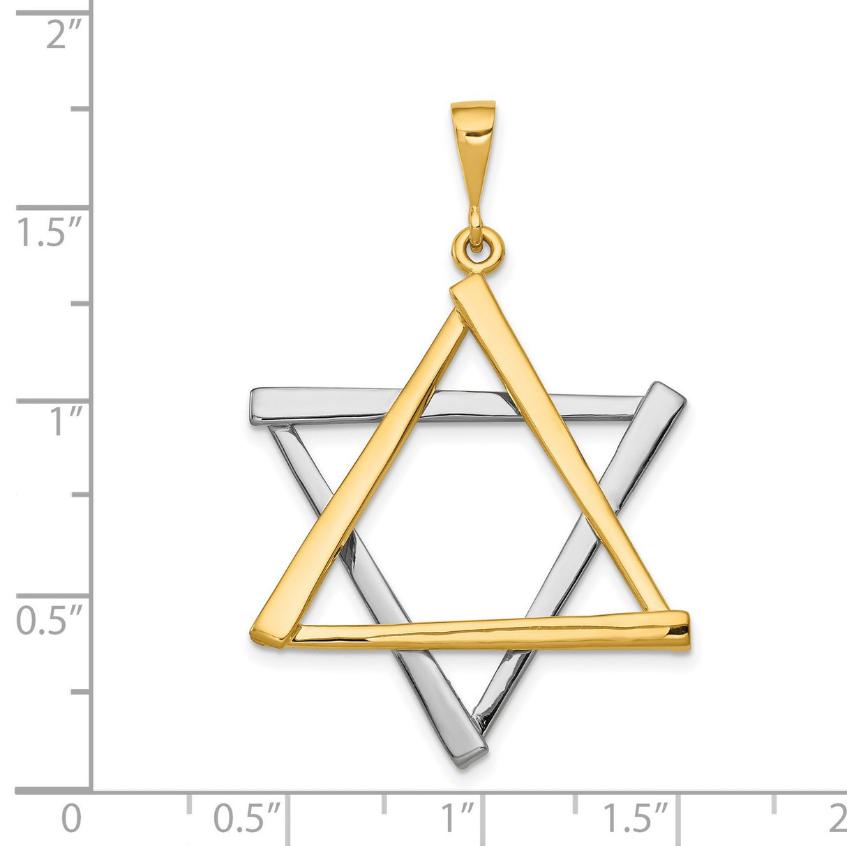Solid Polished Star Of David Charm Pendant in Real 14k Multi-Tone Gold
