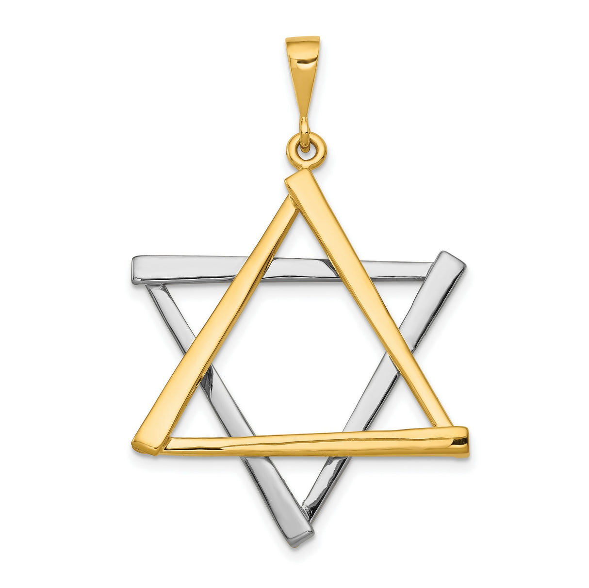 Solid Polished Star Of David Charm Pendant in Real 14k Multi-Tone Gold
