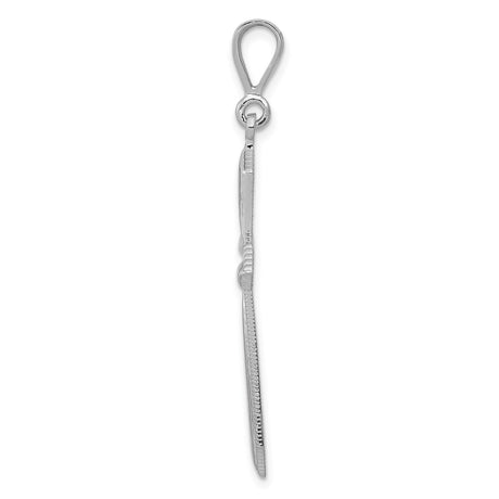 14k White Gold Cross Pendant with Sculptural Religious Design for Men and Women