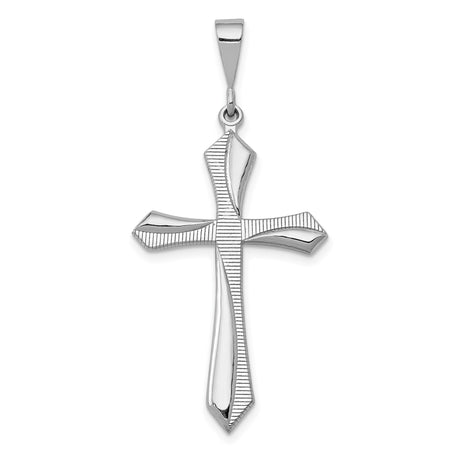 14k White Gold Cross Pendant with Sculptural Religious Design for Men and Women