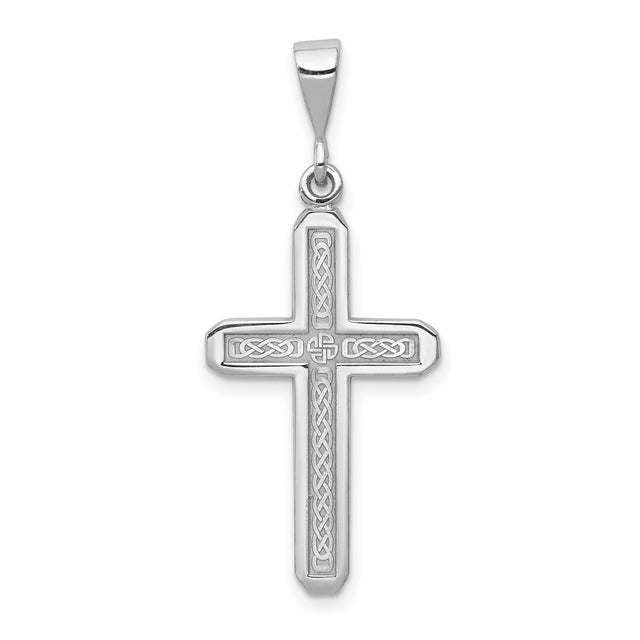 Latin Cross Charm Pendant in Real 14k White Gold